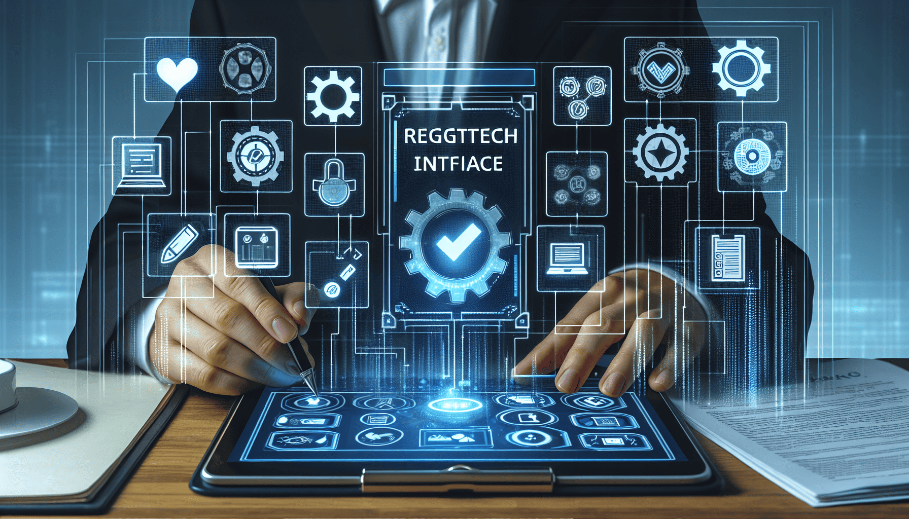 Regulatory technology interface showing compliance processes