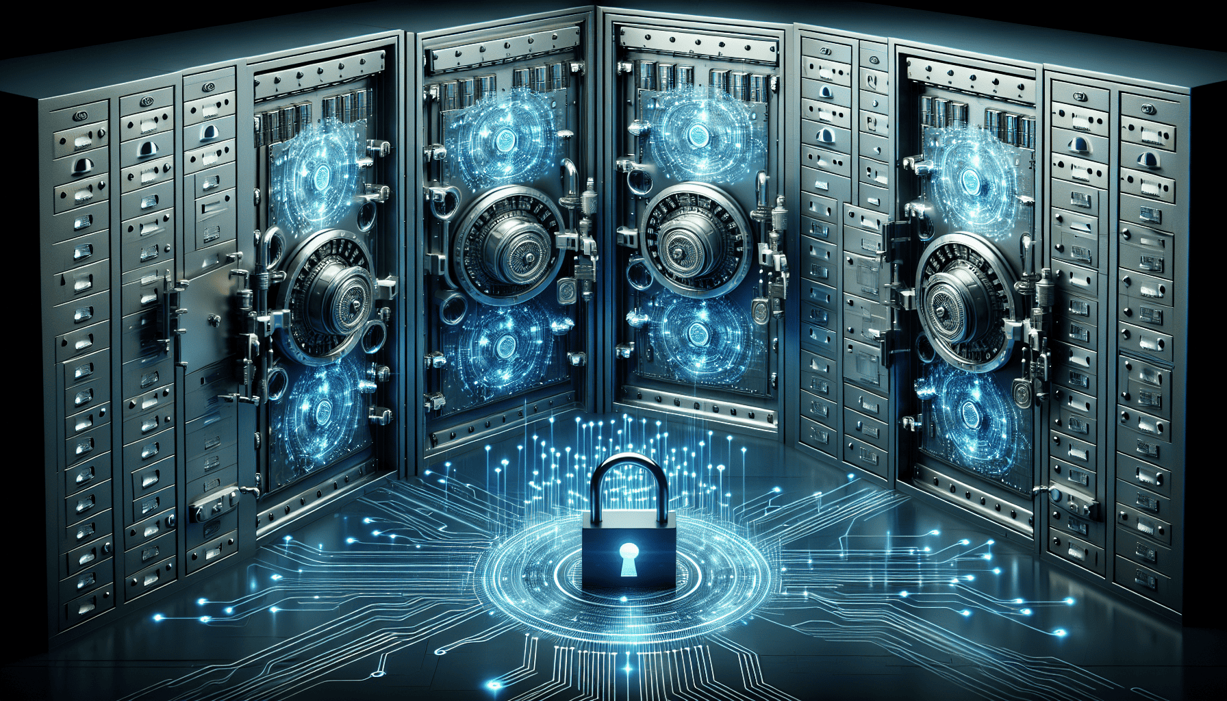 Secure digital vault symbolizing fintech cybersecurity