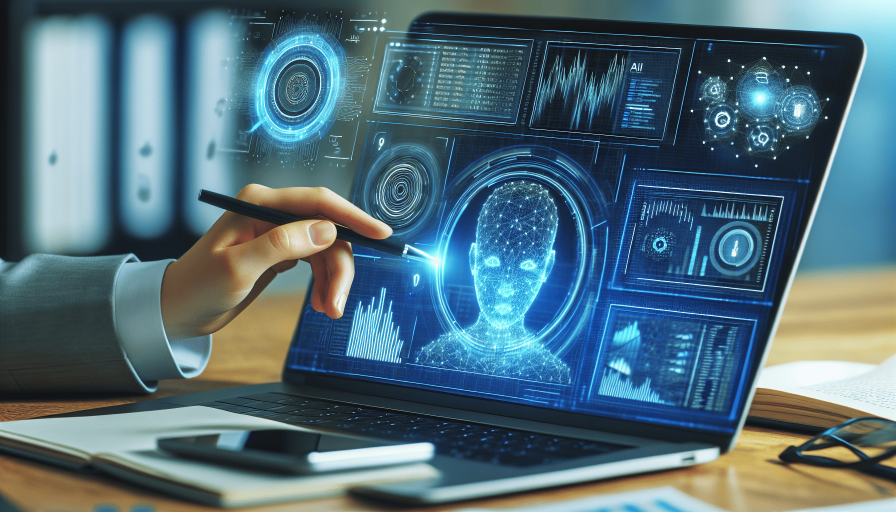 AI interface in financial services with algorithms and data analysis